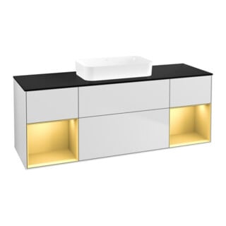 V&B Meuble sous-lavabo Finion 160x60,3x50,1 cm, laque or rg, blanc laqué
