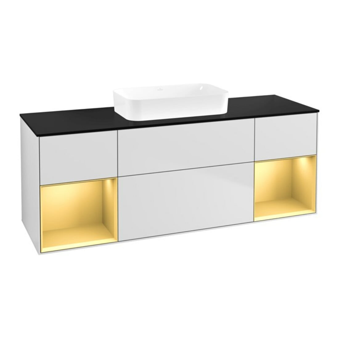 V&B Meuble sous-lavabo Finion 160x60,3x50,1 cm, laque or rg, blanc laqué