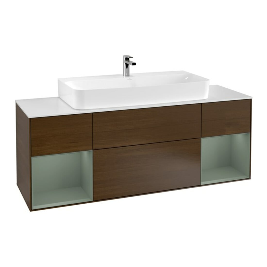 V&B Meuble sous lavabo Finion 160x60,3x50,1 cm, placage chêne huilé, noyer veneer