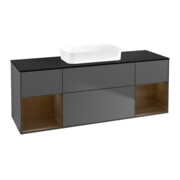 V&B Meuble sous lavabo Finion 160x60,3x50,1 cm, placage noyer, anthracite m