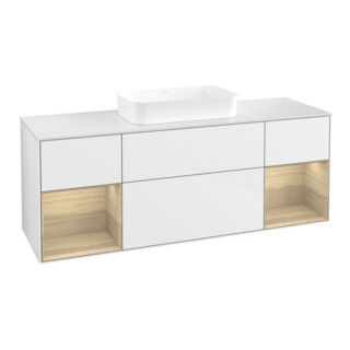 V&B Meuble sous-lavabo Finion 160x60,3x50,1 cm, Reg Oa ven, blanc brillant Lac