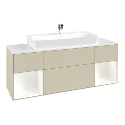 V&B Meuble sous lavabo Finion 160x60,3x50,1 cm, Rg blanc mat Lac, si gris mat Lac