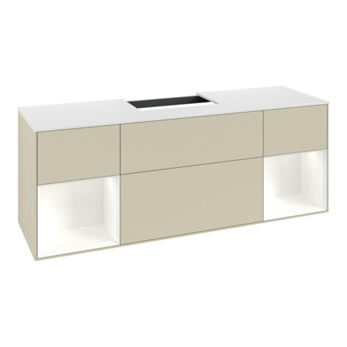 V&B Meuble sous lavabo Finion 160x60,3x50,1 cm, Rg blanc mat Lac, si gris mat Lac