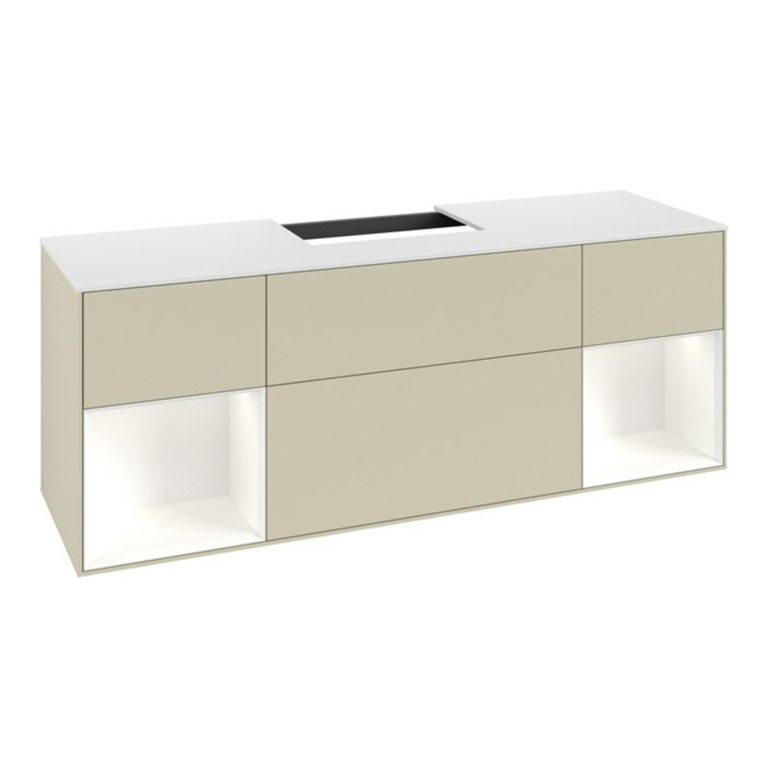V&B Meuble sous lavabo Finion 160x60,3x50,1 cm, Rg blanc mat Lac, si gris mat Lac
