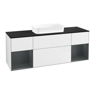 V&B Meuble sous-lavabo Finion 160x60,3x50,1 cm, Rg md m La, blanc brillant Lac