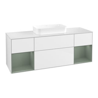 V&B Meuble sous-lavabo Finion 160x60,3x50,1 cm, Rg Ol m La, blanc brillant Lac
