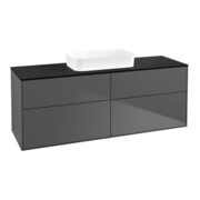 V&B Meuble sous lavabo Finion 160x60,3x50,1 cm, verre bleu mat, anthracite mat
