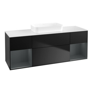 V&B Meuble sous lavabo Finion 160x60,3x50,1cm, 1 porte médiane laqué bleu