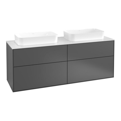 V&B Meuble sous lavabo Finion 160x60,3x50,1cm, blanc brillant, anthracite mat