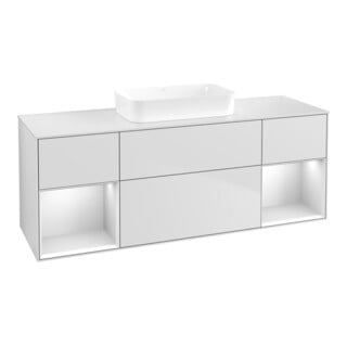 V&B Meuble sous lavabo Finion 160x60,3x50,1cm, blanc brillant avec laque, blanc brillant avec laque