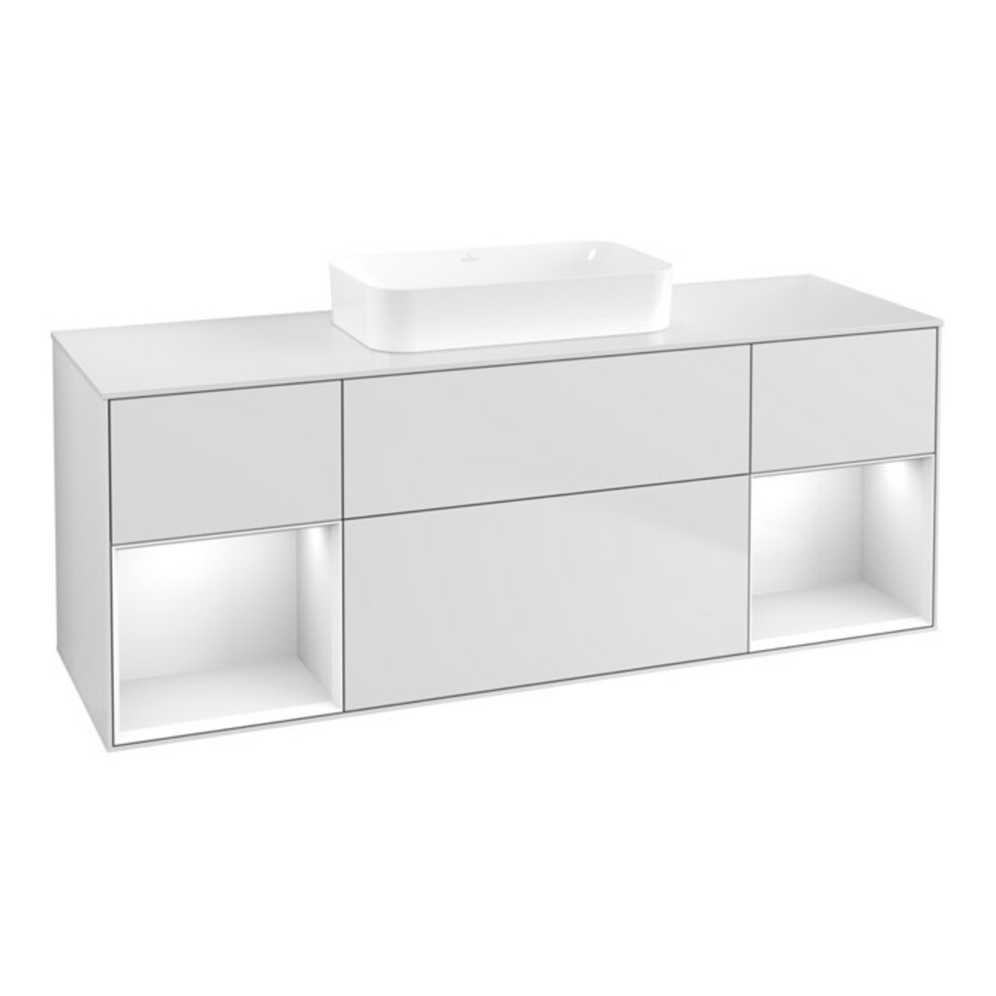 V&B Meuble sous-lavabo Finion 160x60,3x50,1cm, blanc brillant, blanc mat brillant