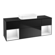 V&B Meuble sous lavabo Finion 160x60,3x50,1cm, blanc brillant, bleu mat