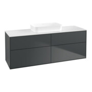 V&B Meuble sous lavabo Finion 160x60,3x50,1cm, blanc brillant, bleu moyen avec Lac-1