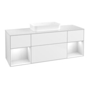V&B Meuble sous lavabo Finion 160x60,3x50,1cm, blanc brillant Lac, blanc Lac