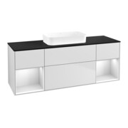 V&B Meuble sous lavabo Finion 160x60,3x50,1cm, blanc laqué, blanc laqué