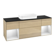 V&B Meuble sous lavabo Finion 160x60,3x50,1cm, blanc laqué, poignée ven