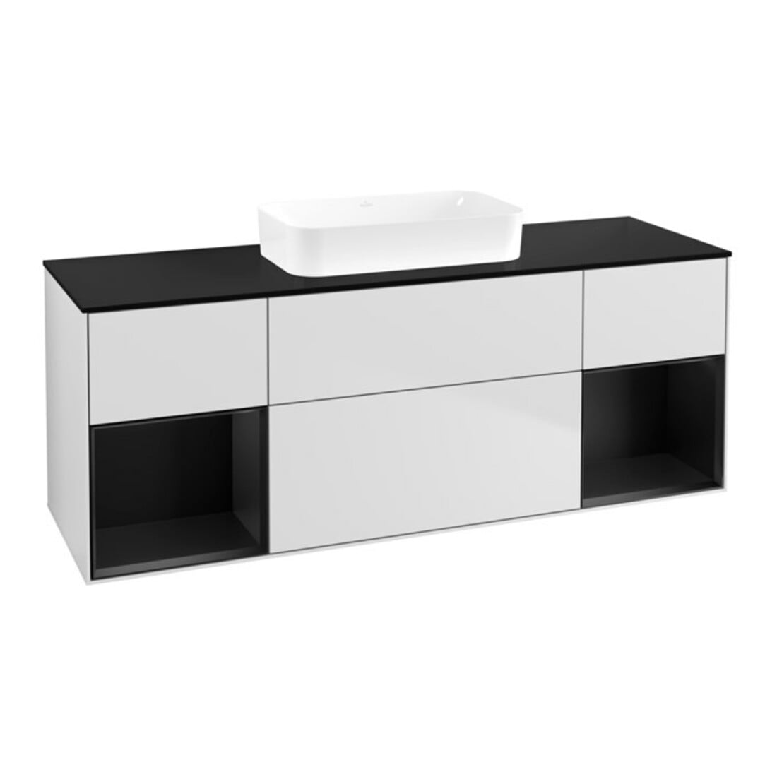 V&B Meuble sous lavabo Finion 160x60,3x50,1cm, bleu rg laqué, blanc laqué