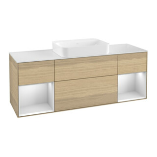 V&B Meuble sous lavabo Finion 160x60,3x50,1cm, éclairage mural, blanc, avec laque, Oa ven