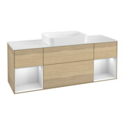 V&B Meuble sous lavabo Finion 160x60,3x50,1cm, éclairage mural, blanc, avec laque, Oa ven