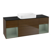 V&B Meuble sous lavabo Finion 160x60,3x50,1cm, éclairage mural, chêne huilé, laqué, noyer veinée