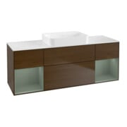 V&B Meuble sous-lavabo Finion 160x60,3x50,1cm, éclairage mural, chêne huilé, noyer veneer
