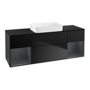 V&B Meuble sous lavabo Finion 160x60,3x50,1cm, éclairage mural, laqué bleu