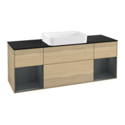 V&B Meuble sous lavabo Finion 160x60,3x50,1cm, éclairage mural, placage Oa, laqué md m