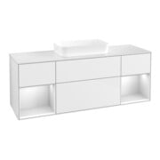 V&B Meuble sous lavabo Finion 160x60,3x50,1cm, laq. blanc brillant
