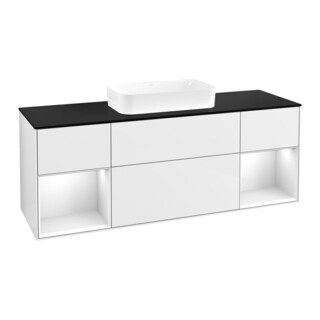 V&B Meuble sous lavabo Finion 160x60,3x50,1cm, laque blanche brillante