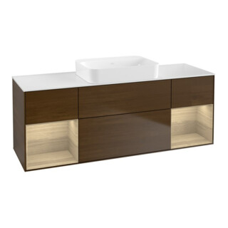 V&B Meuble sous lavabo Finion 160x60,3x50,1cm, placage noyer, éclairage mural Reg Oa ven
