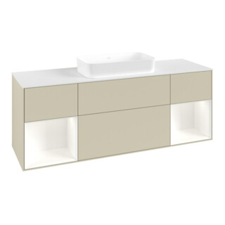 V&B Meuble sous lavabo Finion 160x60,3x50,1cm, Rg blanc mat Lac, gris brillant Lac