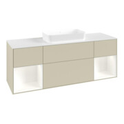 V&B Meuble sous lavabo Finion 160x60,3x50,1cm, Rg blanc mat Lac, gris brillant Lac