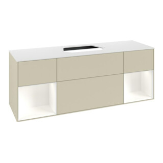V&B Meuble sous lavabo Finion 160x60, blanc mat, face blanc mat laqué, côtés gris mat laqué