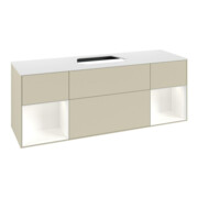 V&B Meuble sous lavabo Finion 160x60, blanc mat, face blanc mat laqué, côtés gris mat laqué