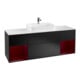 V&B Meuble sous lavabo Finion 160x60, blanc mat, tiroirs peuplier mat laqué, bleu mat laqué-1