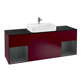 V&B Meuble sous lavabo Finion 160x60, bleu clair, 1 porte, laqué, poignée métal