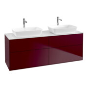 V&B Meuble sous lavabo Finion 160x60 cm, éclairage mural, plan de toilette blanc mat, Peony mat