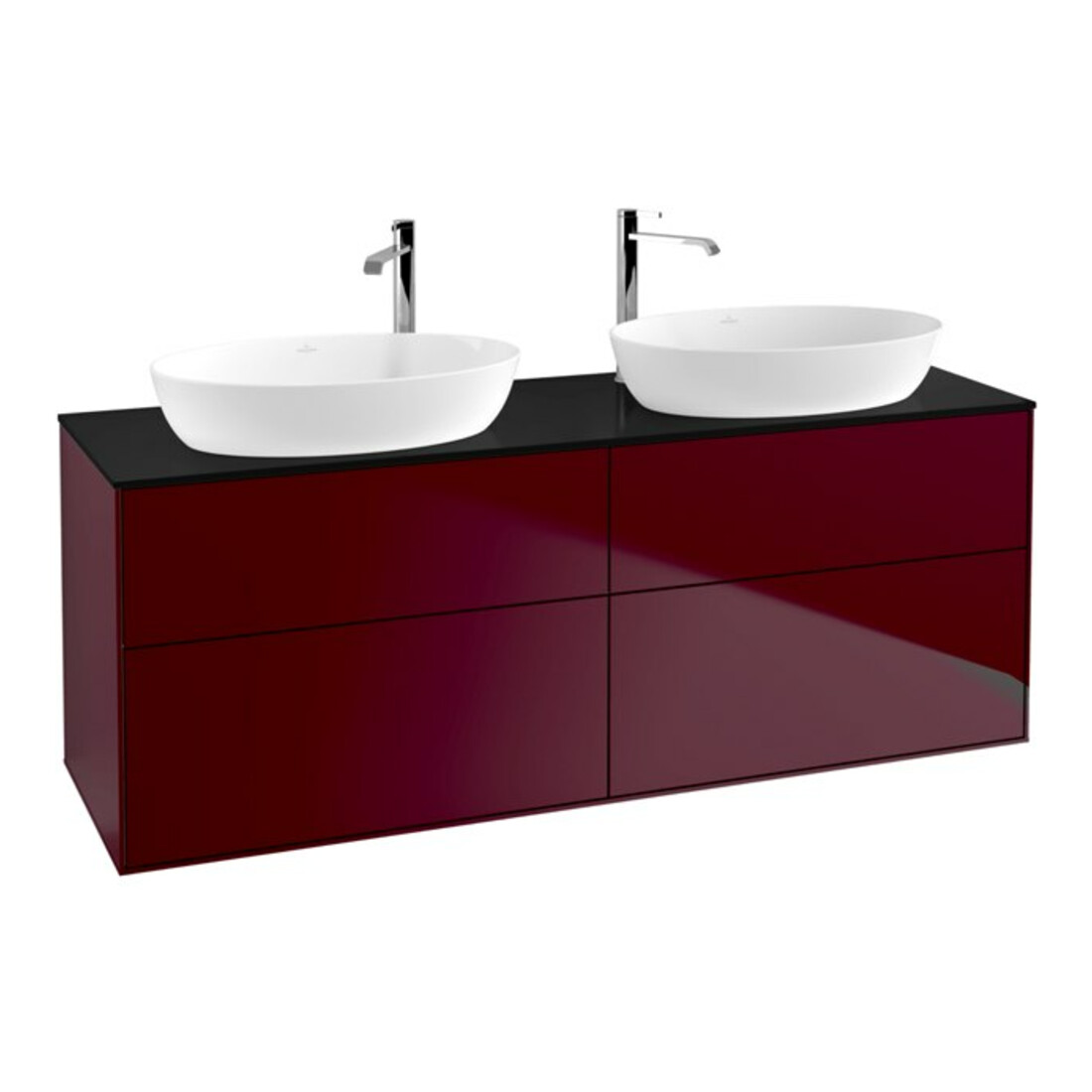 V&B Meuble sous lavabo Finion 160x60 cm, éclairage mural, plaque abd. bleu mat, Peony mat