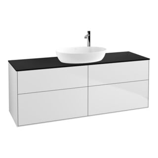 V&B Meuble sous lavabo Finion 160x60 cm, panneau de fermeture bleu mat, blanc mat laqué