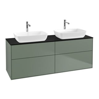 V&B Meuble sous lavabo Finion 160x60 cm, panneau latéral bleu, huile avec laque