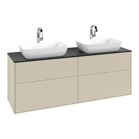 V&B Meuble sous lavabo Finion 160x60 cm, panneau latéral bleu, poignée Gr m Lac