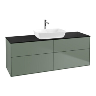 V&B Meuble sous lavabo Finion 160x60 cm, plan abattant bleu, huile avec laque