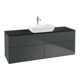 V&B Meuble sous lavabo Finion 160x60 cm, plan d’abattage bleu mat, miroir bleu mat Lac-1
