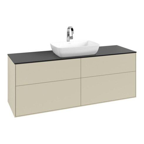 V&B Meuble sous lavabo Finion 160x60 cm, plan d'abattant bleu mat, gris moyen mat Lac