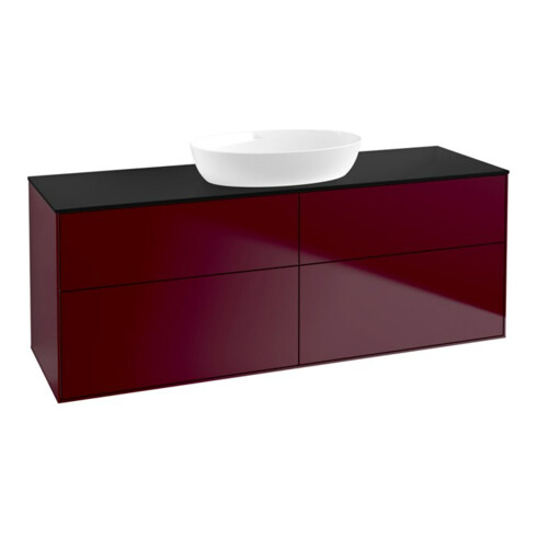 V&B Meuble sous lavabo Finion 160x60 cm, plan d'abattant bleu mat, Peony mat