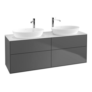 V&B Meuble sous-lavabo Finion 160x60 cm, plan de découpe blanc, anthracite mat