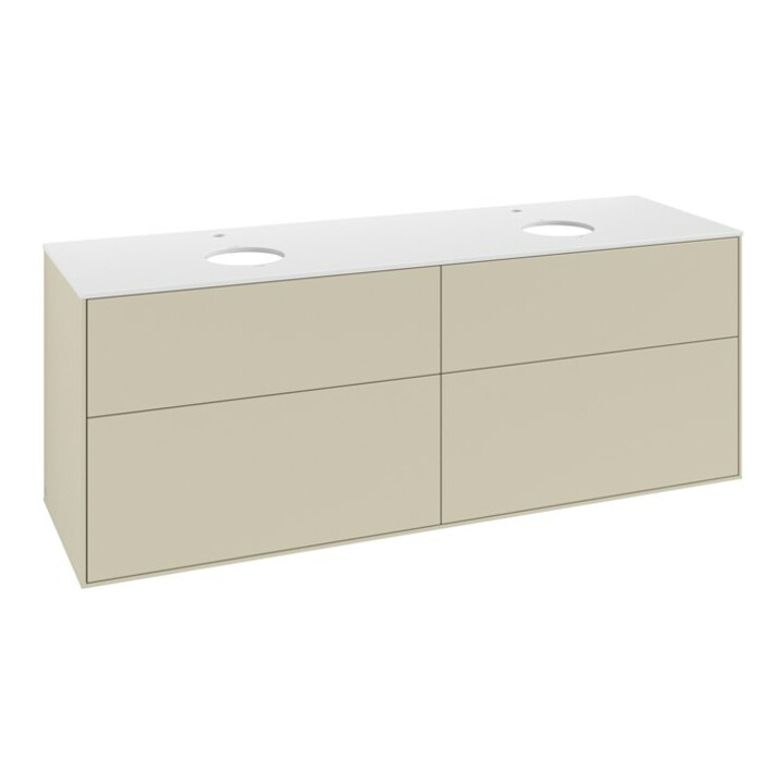 V&B Meuble sous lavabo Finion 160x60 cm, plan de découpe blanc, gris moyen laqué