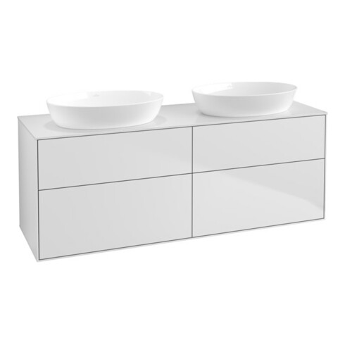 V&B Meuble sous lavabo Finion 160x60 cm, plan de découpe blanc, laqué blanc