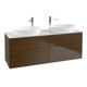 V&B Meuble sous-lavabo Finion 160x60 cm, plan de découpe blanc, placage noyer-1