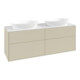V&B Meuble sous lavabo Finion 160x60 cm, plan de découpe blanc, poignée grise mate laquée-1